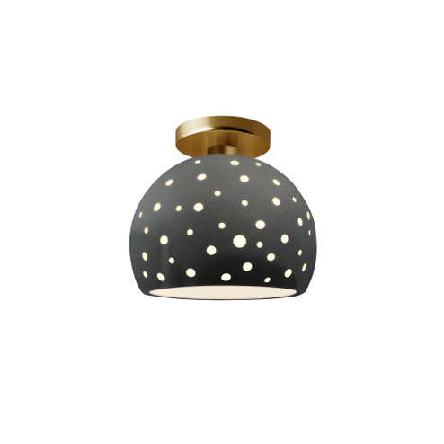 Perforated Small Globe Semi-Flush (254|CER-6357-GRY-BRSS)