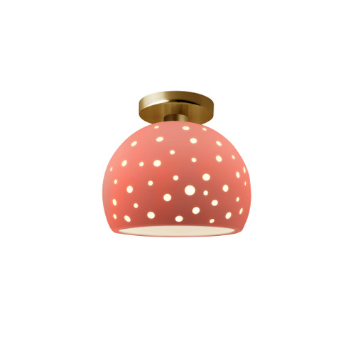 Perforated Small Globe Semi-Flush (254|CER-6357-BSH-BRSS-LED1-700)