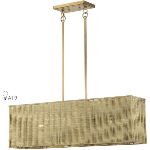 3 Light Antique Gold Leaf Medium Linear Chandelier (108|60582-48)
