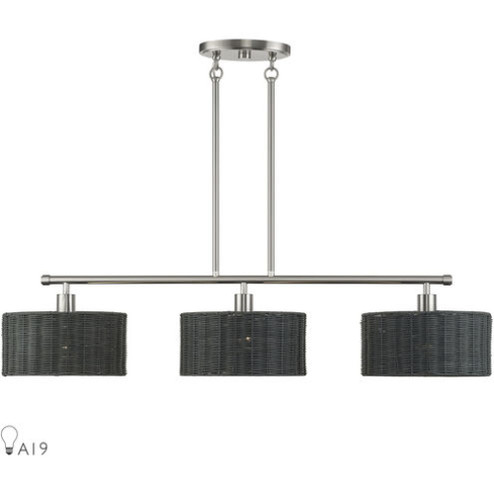 3 Light Brushed Nickel Extra Large Linear Chandelier (108|60554-91)