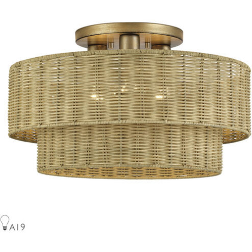 3 Light Antique Gold Leaf Large Semi-Flush (108|60048-48)