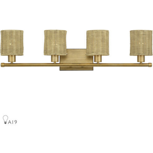 4 Light Antique Gold Leaf Large Vanity Sconce (108|13704-48)