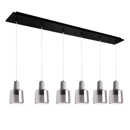 Samson 42-in Black/Smoked Glass 6-Light Dimmable LED Multi Pendant (461|MP12506BKSM-06)