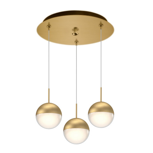Pluto 12-in Brushed Gold 3-Light Dimmable LED Multi Pendant (461|MP402801BG-03)