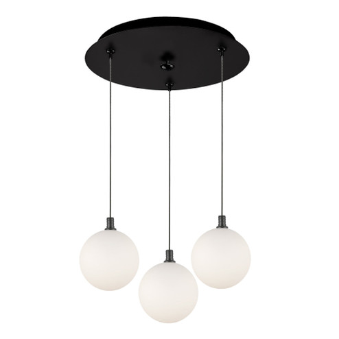 Bolla 12-in Black/Opal 3-Light Multi Pendant (461|MP3106BKOP-03)