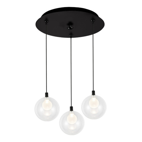 Bolla 12-in Black 3-Light Dimmable LED Multi Pendant (461|MP3106BK-03)