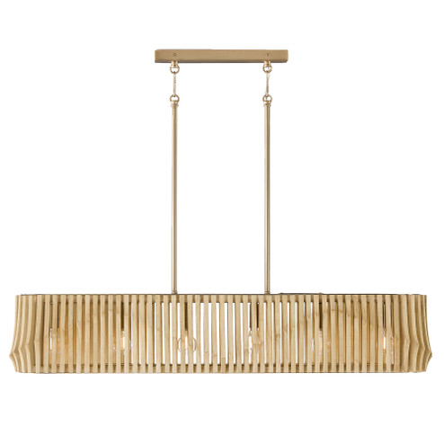 41'' W x 7.5'' H 6-Light Linear Chandelier in Matte Brass and Handcrafted Blonde Mango Wood (42|844661BWB)
