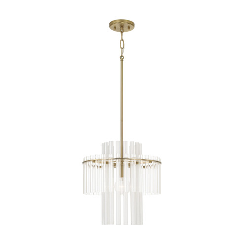 15'' W x 19.5'' H 1-Light Tiered Pendant in Aged Brass with Clear and Etched Glass Tubes (42|358711AD)