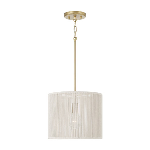 12'' W x 10'' H 1-LT Handcrafted Drum Pendant in Matte Brass with Hand-wrapped Bleached Natura (42|357912MA)