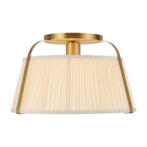 Scout 13-in Brushed Gold Semi-Flush Mount with Pleated White Linen Shade (7713|SF675213BGWL)