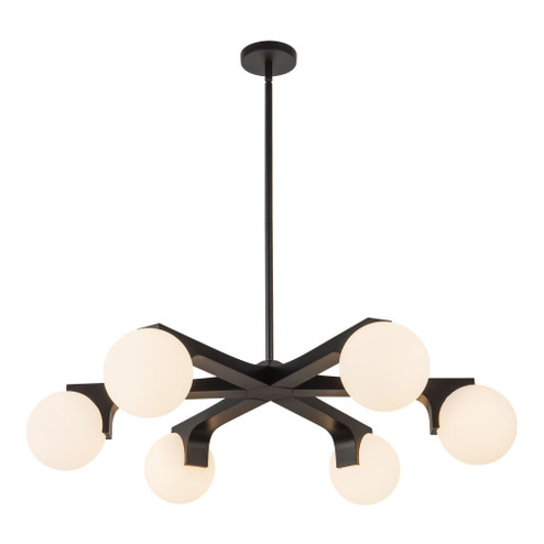 Briar 37-in Black Chandelier with Opal Glass (461|CH11537-BK)