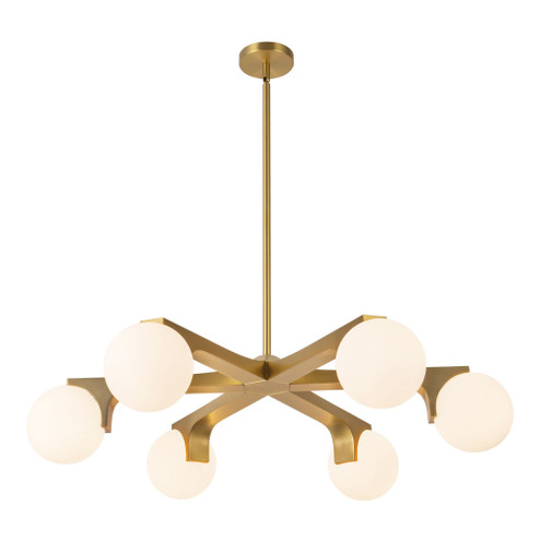 Briar 37-in Brushed Gold Chandelier with Opal Glass (461|CH11537-BG)