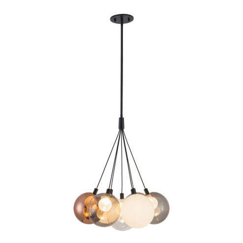 Bolla 17-in Black Dimmable LED Chandelier with Mixed Glass (461|CH3117-BK/MGL)