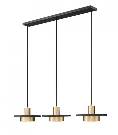 3 Light Linear Chandelier (276|829P12-3L-MB-MGLD-LE)