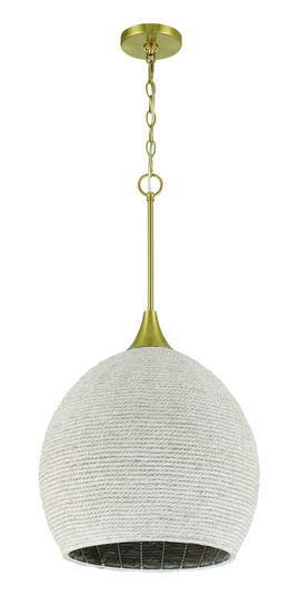 Keira 1 Light Pendant in Satin Brass (White Rope) (20|61391W-SB)