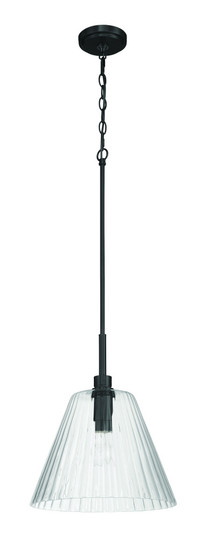 Pleated 1 Light Pendant in Flat Black (20|61192-FB)
