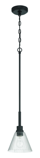 Pleated 1 Light Mini Pendant in Flat Black (20|61191-FB)