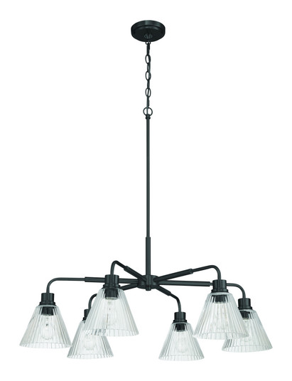 Pleated 6 Light Chandelier in Flat Black (20|61126-FB)
