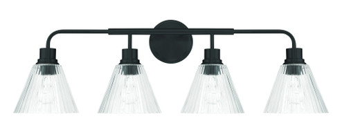 Pleated 4 Light Vanity in Flat Black (20|61104-FB)
