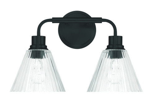 Pleated 2 Light Vanity in Flat Black (20|61102-FB)