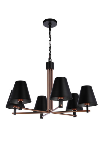 Blake 6 Light Chandelier in Flat Black/Satin Brass (20|60926-FBSB)