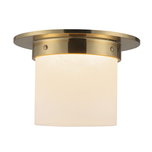 Mineral 8-in (6-in Height) Alabaster Cylinder Flush Mount with Patina Brass Finish (7713|FM360085PTBAR)