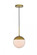 Eclipse 1 Light Brass Pendant With Frosted White Glass (758|LD6030BR)