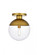 Eclipse 1 Light Brass Flush Mount With Clear Glass (758|LD6061BR)