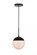Eclipse 1 Light Black Pendant With Frosted White Glass (758|LD6026BK)