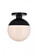 Eclipse 1 Light Black Flush Mount With Frosted White Glass (758|LD6056BK)