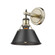 Yep by Golden Lighting Orwell 1-light Vanity in Aged Brass and Matte Black shade (36|3306-BA1 AB-BLK)