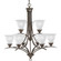 Trinity Collection Nine-Light Antique Bronze Etched Glass Traditional Chandelier Light (149|P4329-20)