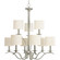 Inspire Collection Nine-Light Brushed Nickel Off-White Linen Shade Traditional Chandelier Light (149|P4638-09)