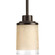 Alexa Collection One-Light Antique Bronze Etched Umber Linen With Clear Edge Glass Modern Mini-Penda (149|P5147-20)