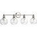 Hansford Collection Four-Light Polished Nickel Clear Glass Coastal Bath Vanity Light (149|P300052-104)