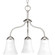 Classic Collection Three-Light Brushed Nickel Etched Glass Traditional Chandelier Light (149|P4762-09)