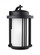 Crowell contemporary 1-light outdoor exterior large wall lantern sconce in black finish with satin e (38|8847901-12)