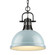 Yep by Golden Lighting Duncan 1-light 14in Chain Hung Pendant in Matte Black and Seafoam shade (36|3602-L BLK-SF)