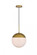 Eclipse 1 Light Brass Pendant With Frosted White Glass (758|LD6042BR)