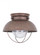 Sebring transitional 1-light outdoor exterior ceiling flush mount in weathered copper finish with cl (38|8869-44)