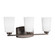 Franport transitional 3-light indoor dimmable bath vanity wall sconce in bronze finish with etched w (38|4428903-710)