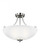 Geary transitional 3-light indoor dimmable ceiling flush mount fixture in brushed nickel silver fini (38|7716503-962)