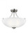 Geary transitional 3-light LED indoor dimmable ceiling flush mount fixture in brushed nickel silver (38|7716503EN3-962)