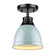 Wry Lighting Duncan 1-light Flush Mount in Matte Black and Seafoam shade (36|3602-FM BLK-SF)