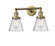Cone - 2 Light - 16 inch - Brushed Brass - Adjustable Bath Vanity Light (3442|208-BB-G64)