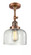 Bell - 1 Light - 8 inch - Antique Copper - Adjustable Semi-Flush Mount (3442|201F-AC-G72-LED)