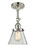 Cone - 1 Light - 6 inch - Polished Nickel - Adjustable Semi-Flush Mount (3442|201F-PN-G62-LED)