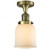 Bell - 1 Light - 5 inch - Antique Brass - Semi-Flush Mount (3442|517-1CH-AB-G51-LED)