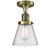 Cone - 1 Light - 7 inch - Antique Brass - Semi-Flush Mount (3442|517-1CH-AB-G64-LED)