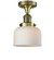 Bell - 1 Light - 8 inch - Antique Brass - Semi-Flush Mount (3442|517-1CH-AB-G71-LED)